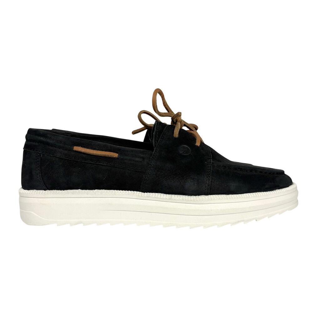 Sperry Womens Cruise Plushstep Boat Shoes Lug Outsole Black Leather Size 9